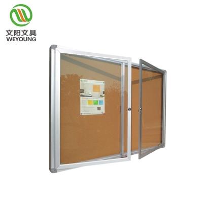 China Message Board Factory Low Price Outdoor Use Anodized Aluminum Frame Cased Cork Bulletin Board With Key for sale