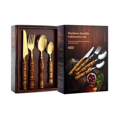 China Custom Portable Outdoor Travel Viable Bamboo Flatware Biodegradable Knife Fork Spoon Bamboo Wooden Cutlery Set Bag Customized Logo for sale