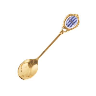 China Sustainable Stainless Steel Gold Coffee Soup Spoon Stirring Spoon Ceramic Small Spoon for sale