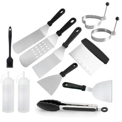 China Easily Cleaned Accessories Full Set Stainless Steel Body Silicone Handle Barbecu Kit Grill Camping Tool for sale