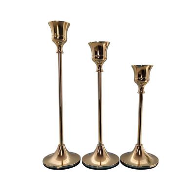 China Traditional Custom Duro Gold Candlestick Holders Taper Candlestick Holders Set Kit Home Decorative for sale