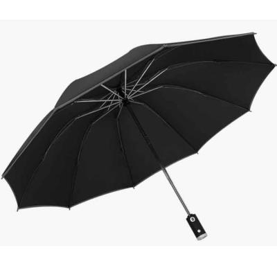 China Minimalist automatic reversible foldable umbrella with led lights and reflective markings for sale