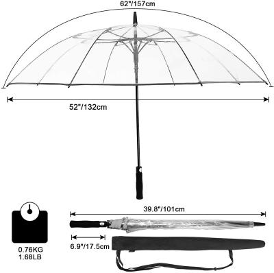 China Germany Minimalist Hot Selling Transparent Umbrella PVC Clear Large Golf Umbrella for sale