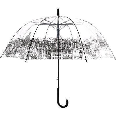 China Wholesale gift promo transparent umbrella with printing for women transparent_umbrella for sale