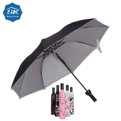 China Minimalist Factory Price 3 Fold Cheap 21inch UV Protect Wine Bottle Umbrella for sale