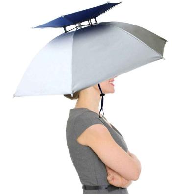 China Large Size Double Layer Minimalist Windproof Fishing Umbrella Head Hat Umbrella for sale