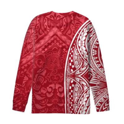 China Customized Red QUICK DRY Polynesian Tribal Sweatshirt For Women Designer Long Sleeve Pullover Tops Fashionable Woman Sportswear for sale