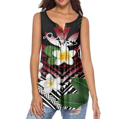 China QUICK DRY Hawaiian Polynesian Tribal Plumeria Printed Tank Tops For Women Ladies Summer Breathable Female Vest Plus Size Tank Top Custom for sale