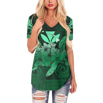 China QUICK DRY Finished Plus Size Polynesian Samoa Hibiscus Hawaiian Flower Print T Shirts For Women Ladies Summer Casual T-shirt Female Apparels for sale