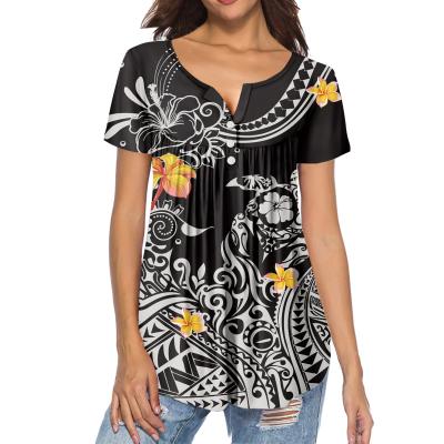 China QUICK DRY Polynesian Tribal Pattern Women's T-Shirts Prinit Custom Fashionable Summer Casual Oversized Female T-Shirts Tops Short Sleeve for sale