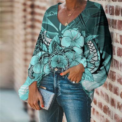 China Polynesian Tribal Blouse Female Women Summer Tops Wholesale Resale Hawaii Flower Print Blouses Breathable And Lady Casual T Shirts Shirts for sale