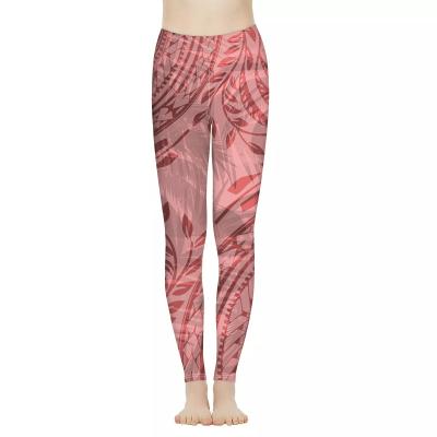 China Breathable Newcomer Polynesian Tribal Leaves Print Leggings Yoga Pants For Women Eases Feminine Ladies Sports Active Fitness Pants Tights for sale