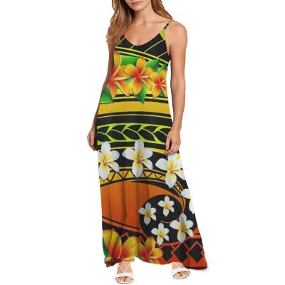 China Breathable Print Polynesian Tribal Sun Floral Casual Sexy Summer Dress Women Clothing Dresses Elegant Woman Ladies Slip Maxi Dress Bulk for sale