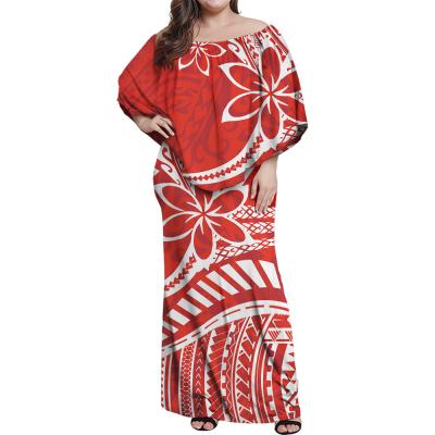 China Polynesian Printing Casual Dress Hibiscus Maxi Dress Customized Lady Loose Anti-Static Samoan Tattoo Elegant Women Chill Dress Dress for sale