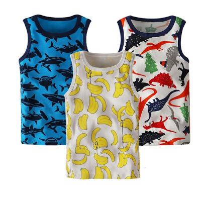 China Custom Baby Boy O-Neck Print Camisole Anti-Shrink Tops Kids Sleeveless Toddler Boy Vests Tank Tops Wholesale/ODM/OEM for sale