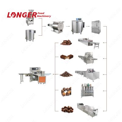 China Snack Factory Small Scale Chocolate Syrup Maker Machine Process Cocoa Beans To Chocolate Bar Processing Line for sale