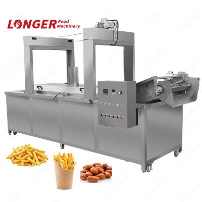 China Rapid Temperature Rising Industrial Continuous Samosa Frying Machine French Fries Fryer Peanut Frying Machine for sale