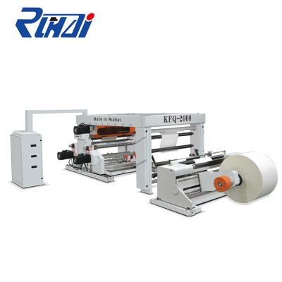 China Full Automatic Paper And Paper White Board Roll Film PVC Rewinding Slitting Machine for sale