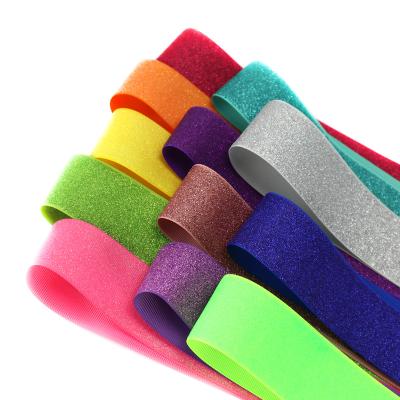 China Shimmer and soft 75mm soft shimmer metallic 3 inch colorful gold glitter grosgrain ribbon for sale