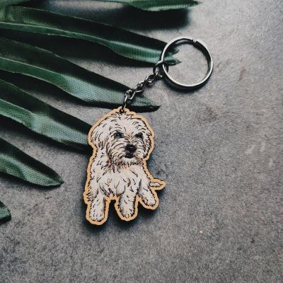 China Wholesale Customized Decoration Beech Wood Key Chain Laser Engraved Pure Wooden Key Chain Wood Key Chain for sale