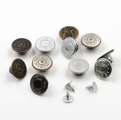 China Sustainable Fashion Metal Snap Custom Decorative Jeans Rivet Buttons for sale