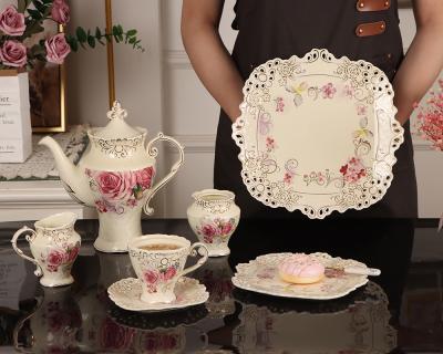 China New Viable European Wholesale Bone China Teapot Tea Sets Ceramic Coffee Set For Afternoon Tea for sale