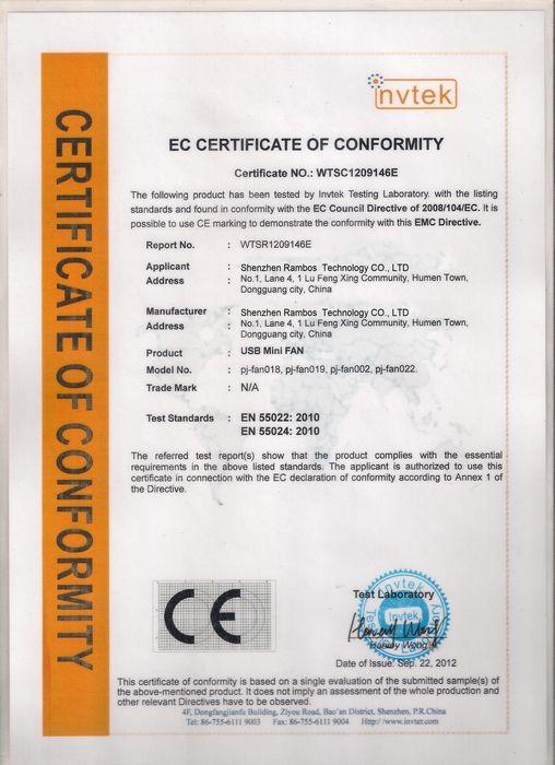 EC Certificate of Conformity - Shenzhen Rambos Technology Co., Ltd.