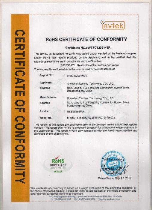 Rohs Certificate of Conformity - Shenzhen Rambos Technology Co., Ltd.