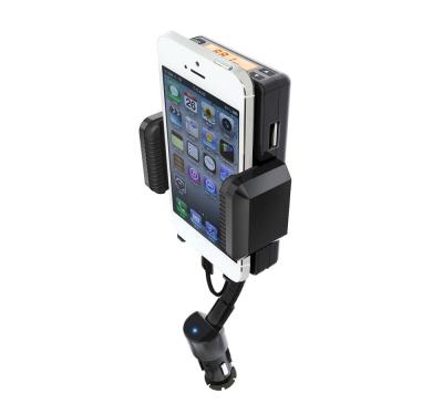 China Auto Music FM Radio Transmitter Gooseneck Car Charger Holder For iPhone 3 / 4 / 5 , HTC for sale