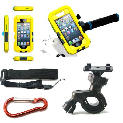 China iPhone Yellow Bike Mobile Phone Holder , 5 in 1 IPX8 Waterproof Cover Case for sale