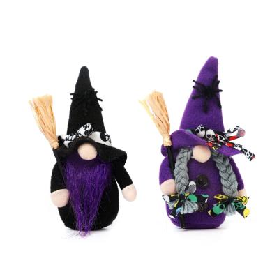 China Purple American Border Mysterious Decoratiom Magic Doll Faceless Old Man Wizard Halloween Christmas Day Witch Broom Decoration Props for sale