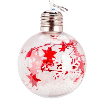 China Holiday Party Decoration Factory Custom Christmas Ornaments Hanging Transparent Led Christmas Tree Gifts Snow Balls for sale