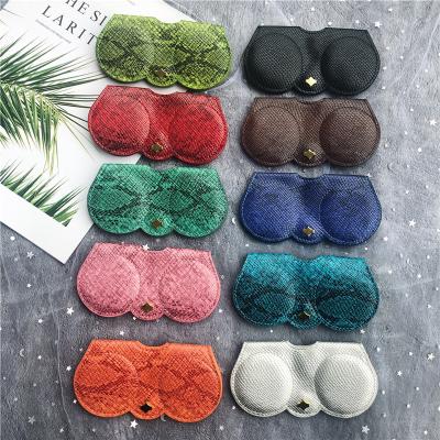 China Fashion Serpentine Sunglasses Cases Solid Color Popular Sunglasses Bag Protective Glass Sleeve PU Glass Leather Case for sale