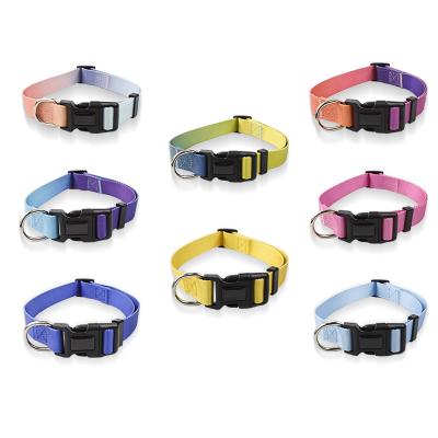 China Customized Hot Selling Nylon Walking Dog Collar Solid Color Gradient Color Dog Cat Suit Pull Rope Pet Collar for sale