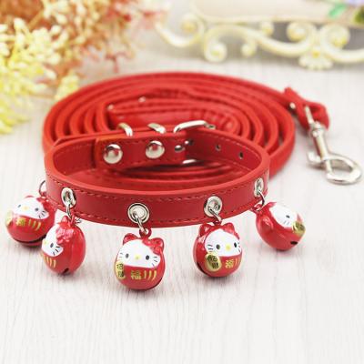 China High Quality Padded Pet Collar Leash Set, Cute Cat Pet Collar with Bell, Teddy Dog Leash Leash for sale