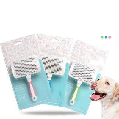 China Sustainable Pet Supplies Self Cleaning Cat Pet Hair Removal Wire Brush Dog Massage Grooming Slicker Brush Dog Brush for sale