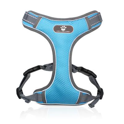 China Padded Dog Harness No Pull Adjustable Reflective Oxford Soft Breathable Vest Pet Harness Walking Front Clip Harness Easy Control for sale