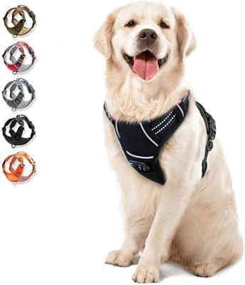 China Padded No Pull Comfortable Dog Harness With Adjustable Handle Pet Leash Vest For Small Medium Large Dog Breed Car Seat Harness for sale