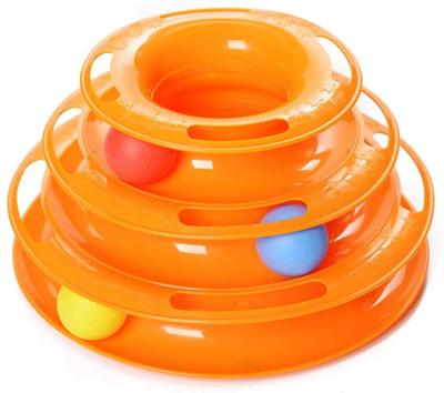 China Sustainable Interactive Pet Roll Stacked Circle Track Toy Tower Ball Cat Touch Toys for sale