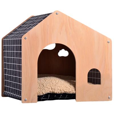 China New Breathable Villa Laid Pastoral Style Pet House Kennel Cat Litter Design Birch Wood Cat Litter Dog Mat For Pets for sale