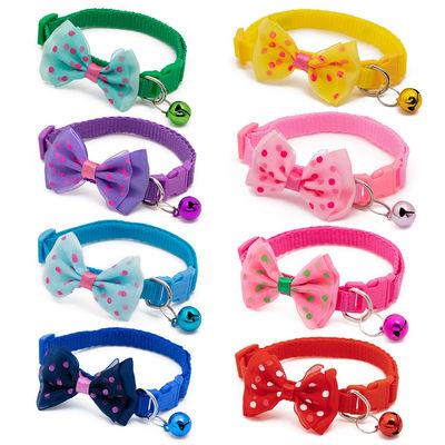 China Personalized Custom Made Nylon Bowknot Bells Charm Adjustable Fashionable Cat Puppy Collar for sale