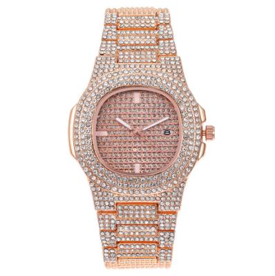 China Hot Sale 2020 Fashion Handsome Men's Luxury Set With Diamond Calendar Quartz Watch Feminine Women Fake Diamond Cheap Women Bracelet for sale