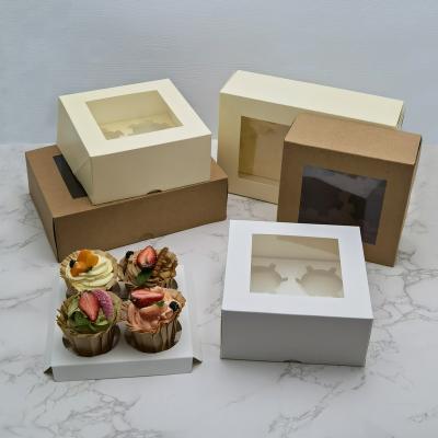 China Recycled Materials Cake Box Dessert Snacks Kraft Paper Box Food Box Packaging Eco-friendly Material Catering for sale