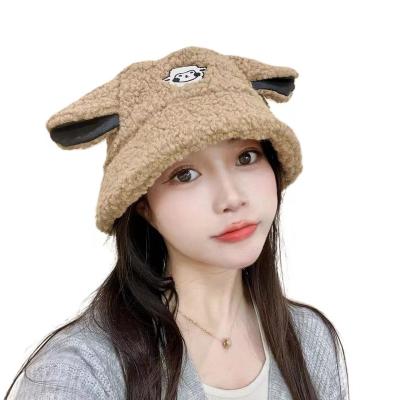 China Keep the lamb~lamb beautiful warm hair warm fisherman hat in autumn and winter for female korean embroidery lovers for sale