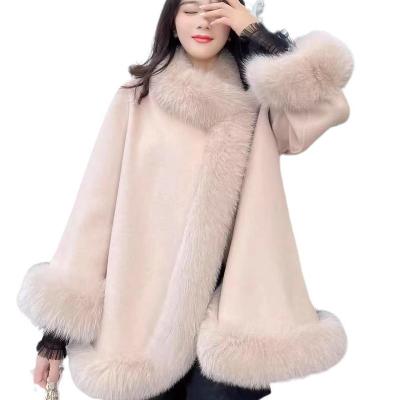 China New Anti-wrinkle fur coat women's warm fur shawl in autumn and winter cape coat young loose coat style for sale