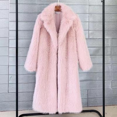 China Anti-wrinkle European and American 2023 autumn and winter long Toka women's imitation fur coat collar artificial wool coat. for sale