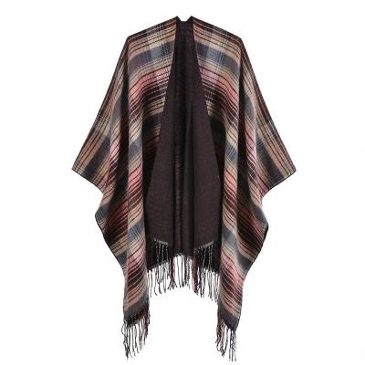 China Color plaid shawl cashmere Scottish anti-shrink classic tassel thickened heat preservation slit shawl factory direct sales for sale