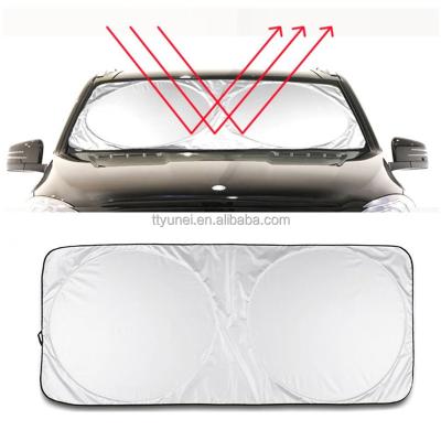 China Anti UV Easy Foldable Nylon Polyester Front Window Car Sun Block for sale