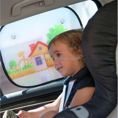 China Mesh Suction Cup Anime Car Side Window Sun UV Lowering Temperatures Nylon Shade 2Pcs Car Interior Baby UV Protector for sale