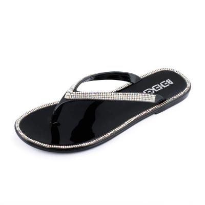 China Fashion Trend Women's Rhinestone Flip Flops Glitter Flat Thong Summer Beach Jelly Sandals Women for sale